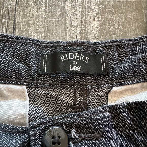 Riders by Lee Women’s 14P Black Gray Pinstripe Pants Petite Stretch Straight Leg - Picture 5 of 7